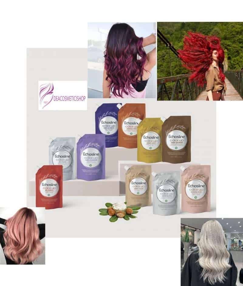 maschera condizionante colorante per capelli con burro di karitè color up echosline vari colori 150ml