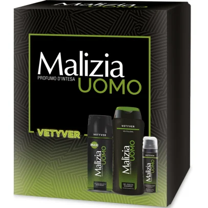MALIZIA UOMO VETYVER EDT DEO+SHOWER + SCHIUMA DA BARBA